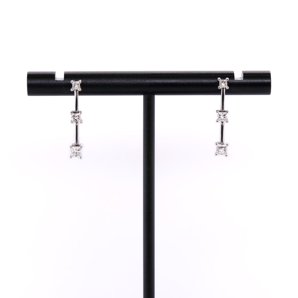 14k 3-Stone Diamond Stud Earrings