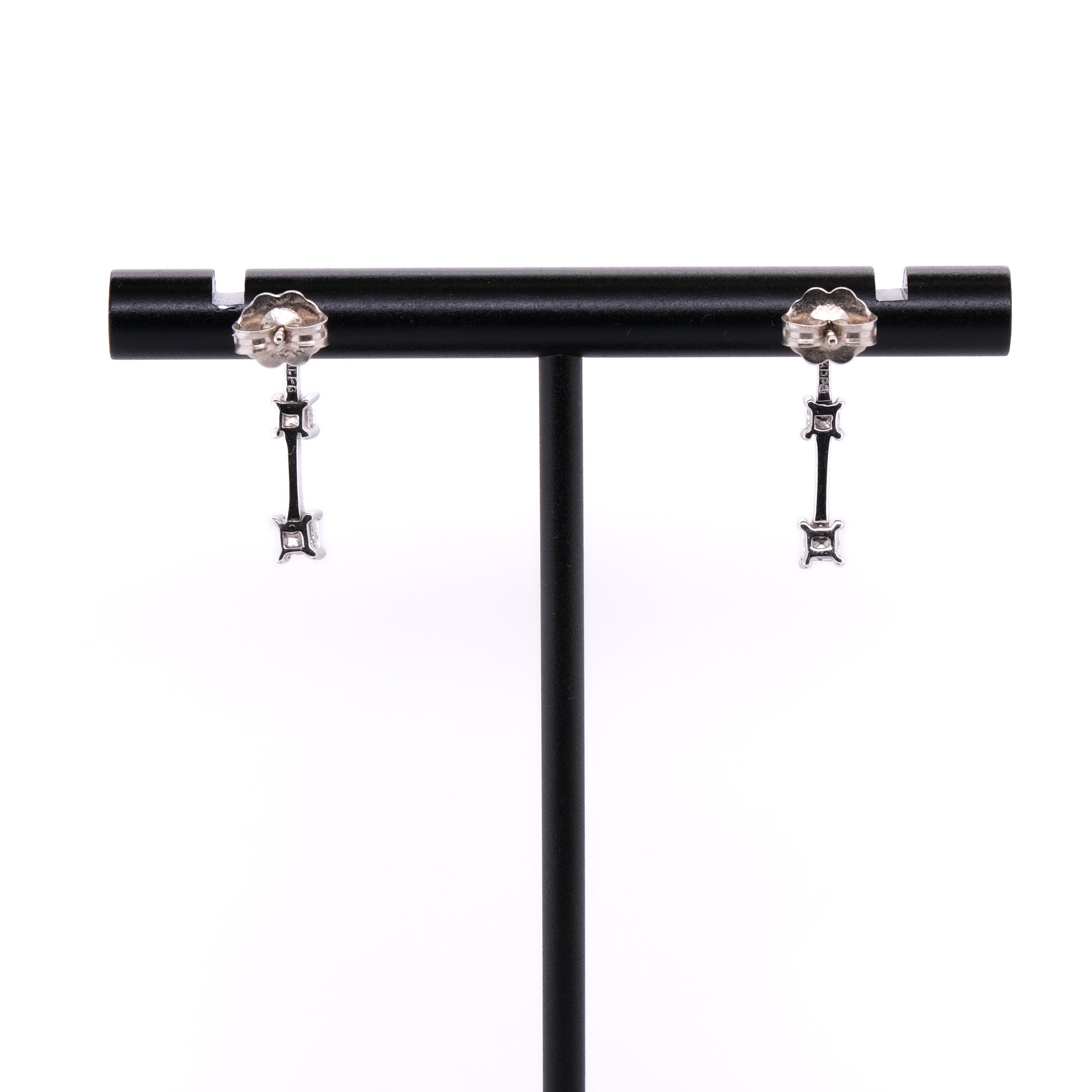 14k 3-Stone Diamond Stud Earrings