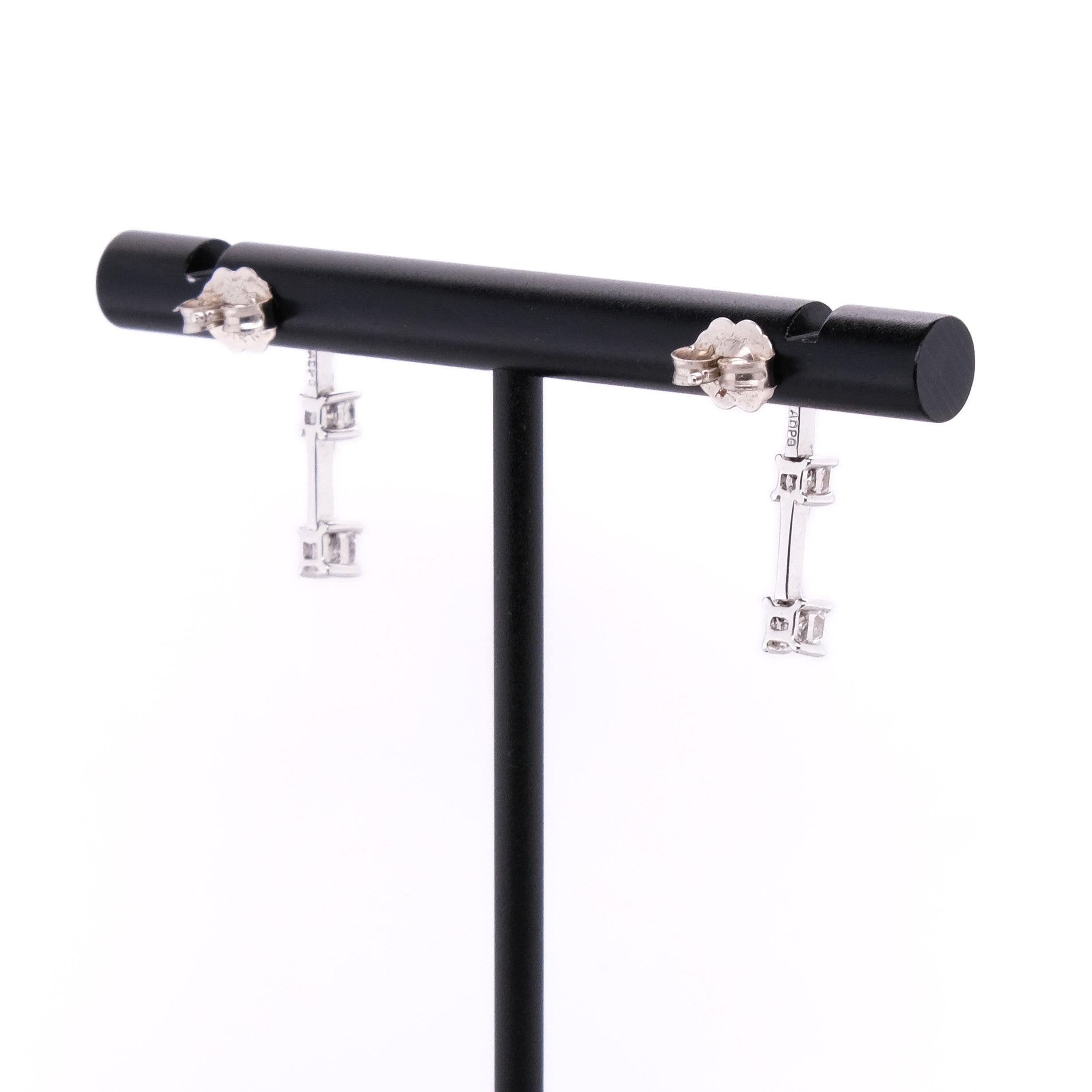 14k 3-Stone Diamond Stud Earrings