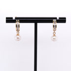 14k Pearl & Diamond Dangling Earrings
