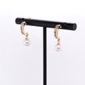 14k Pearl & Diamond Dangling Earrings