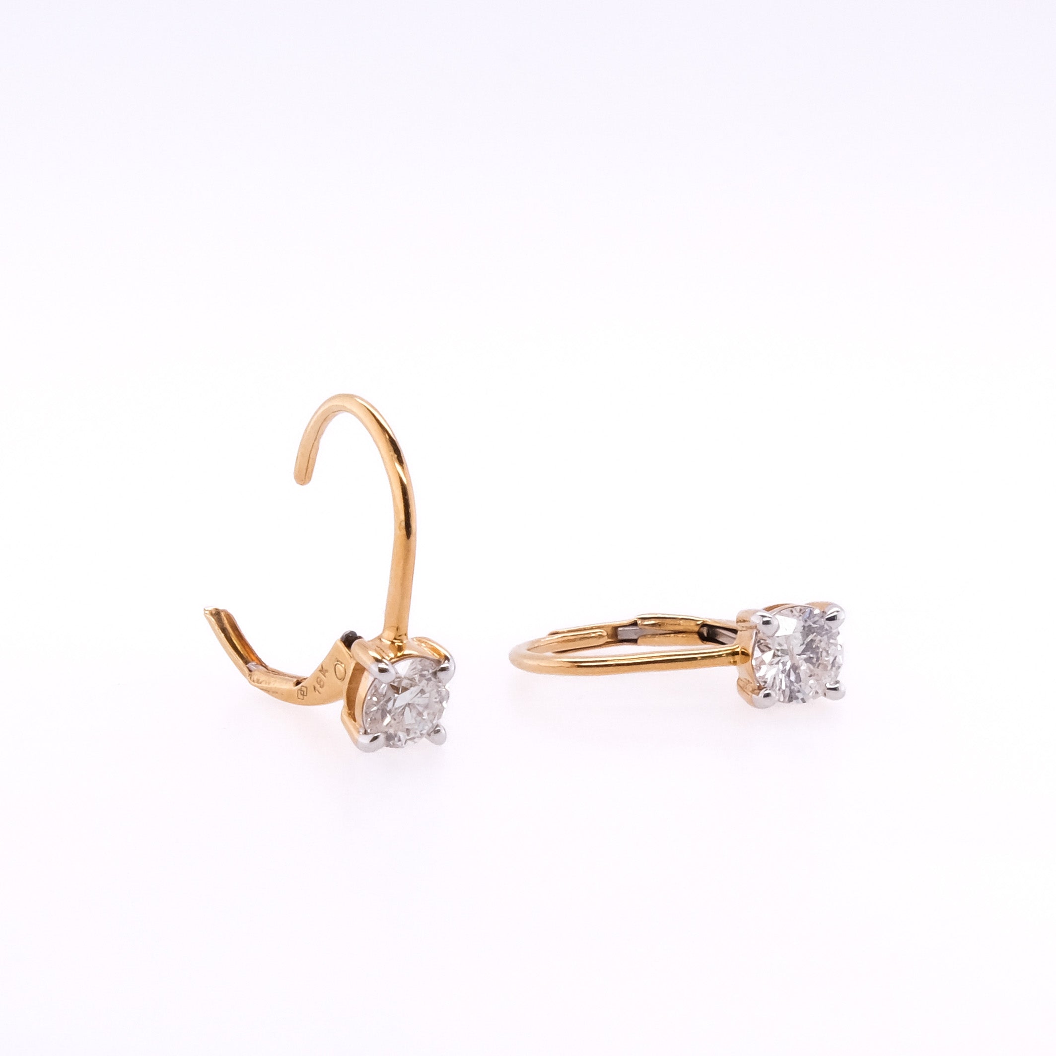 18k Diamond Lever Back Earrings