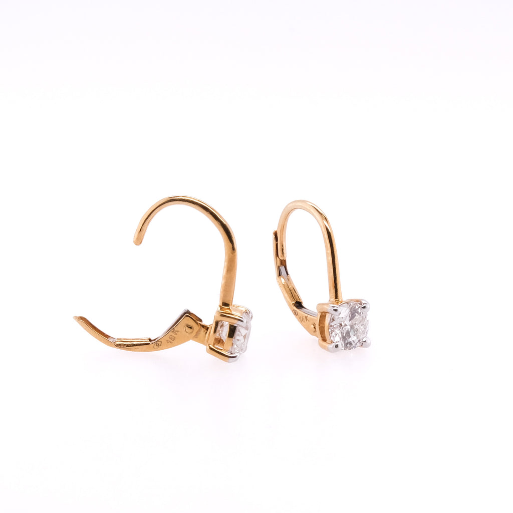 18k Diamond Lever Back Earrings