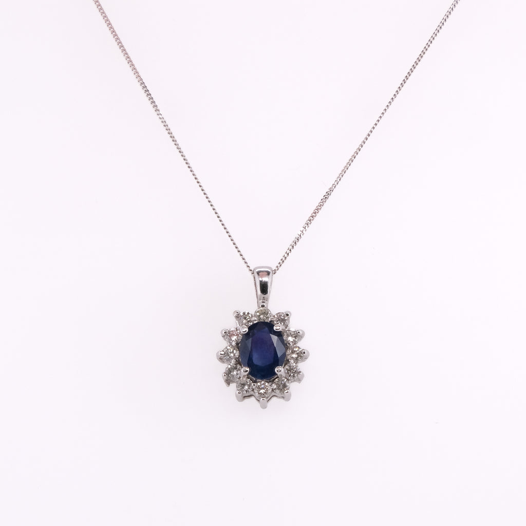 14k Sapphire & Diamond Necklace