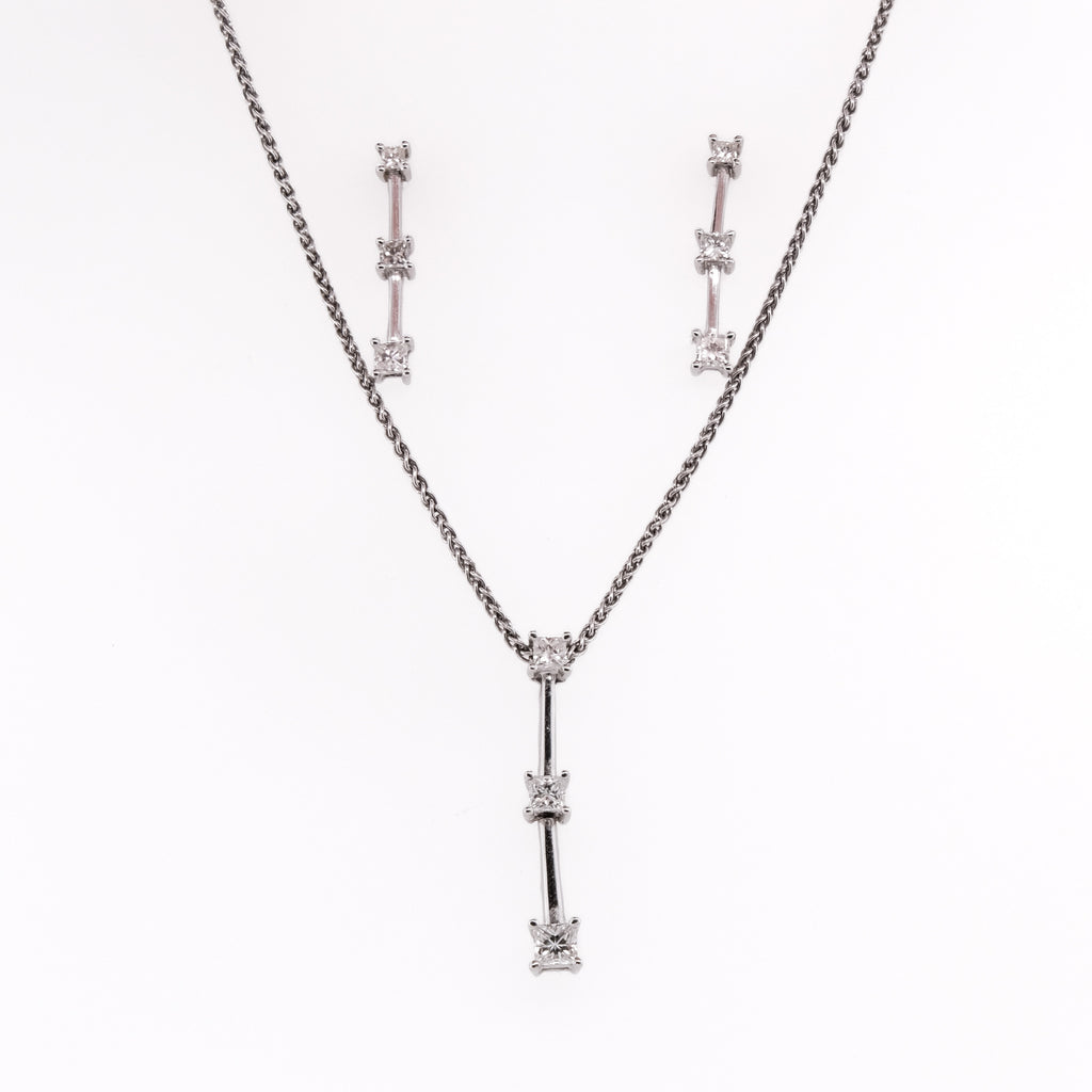 14k 3-Stone Diamond Necklace