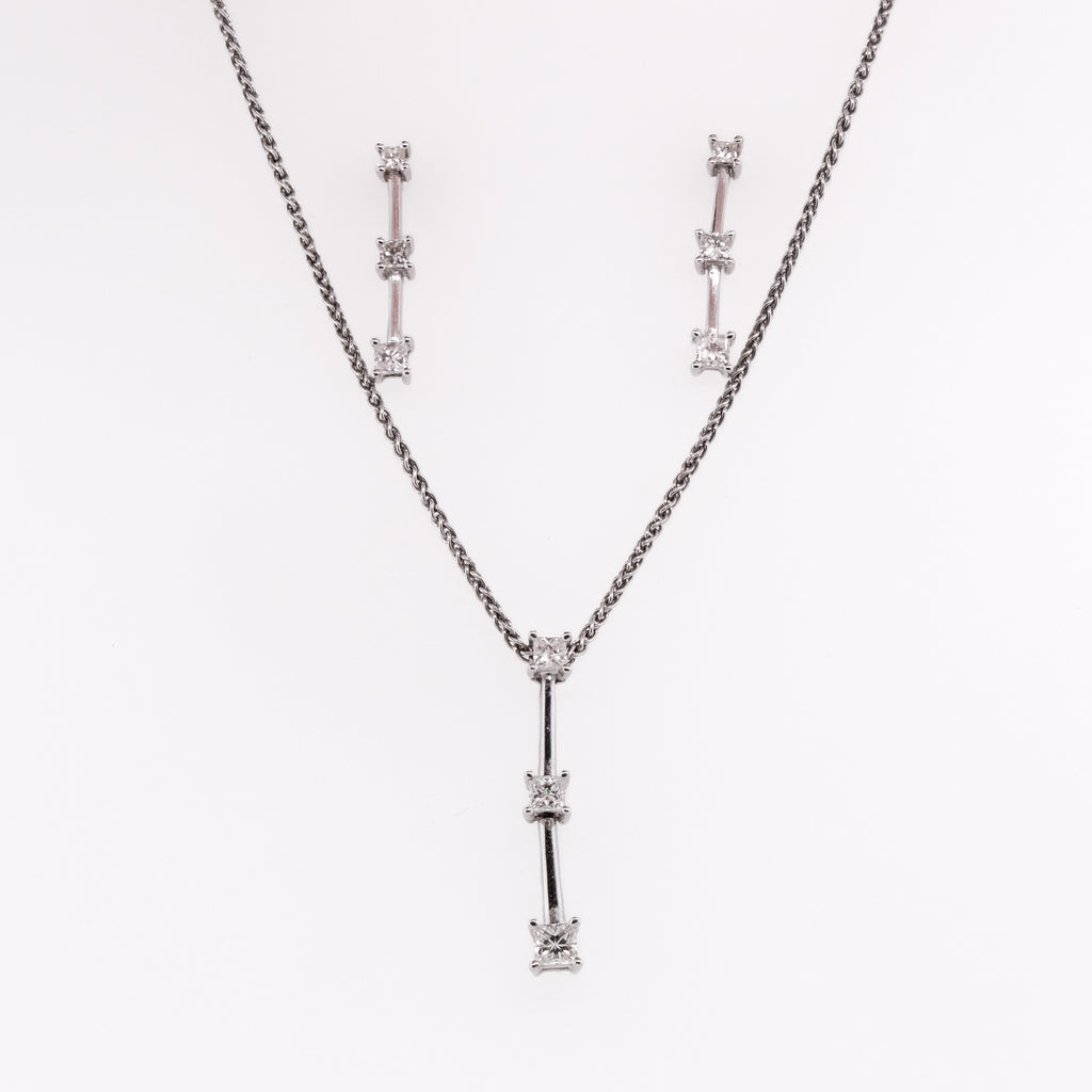 14k 3-Stone Diamond Necklace