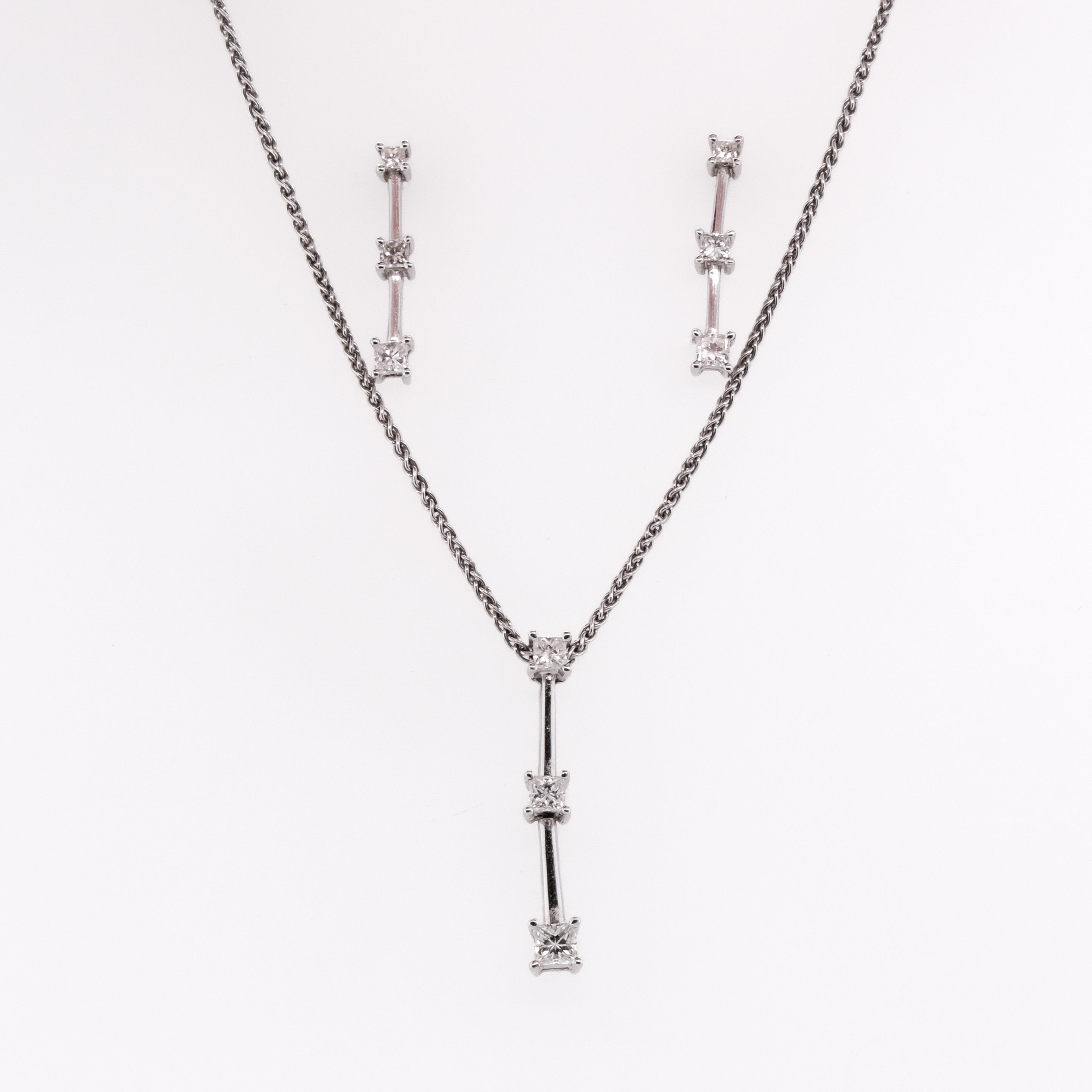 14k 3-Stone Diamond Necklace
