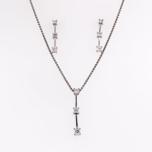 14k 3-Stone Diamond Necklace