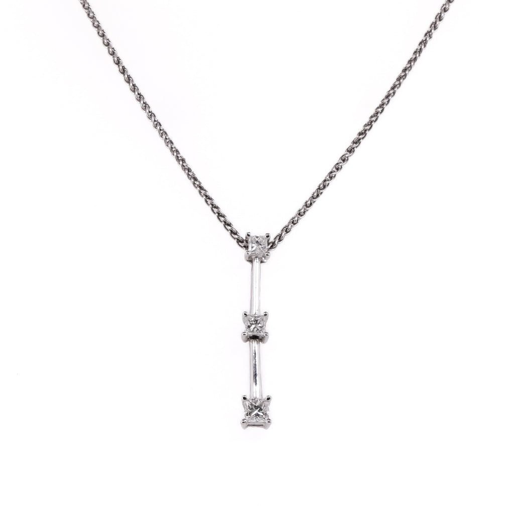 14k 3-Stone Diamond Necklace