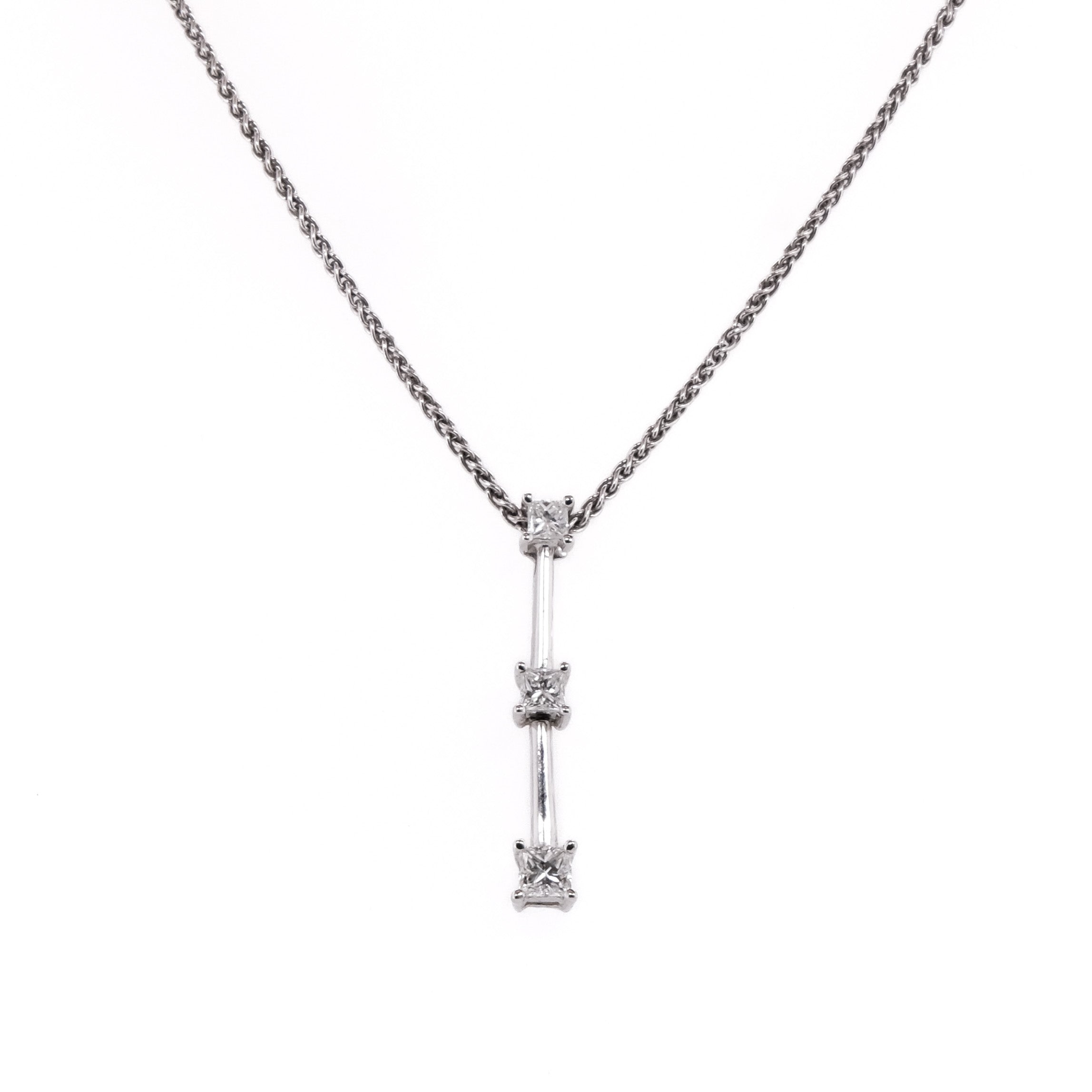 14k 3-Stone Diamond Necklace