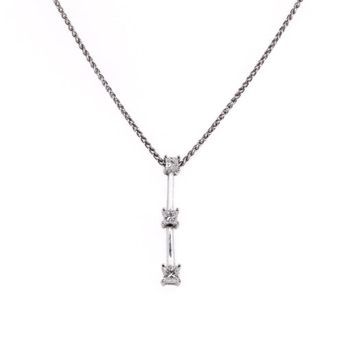 14k 3-Stone Diamond Necklace