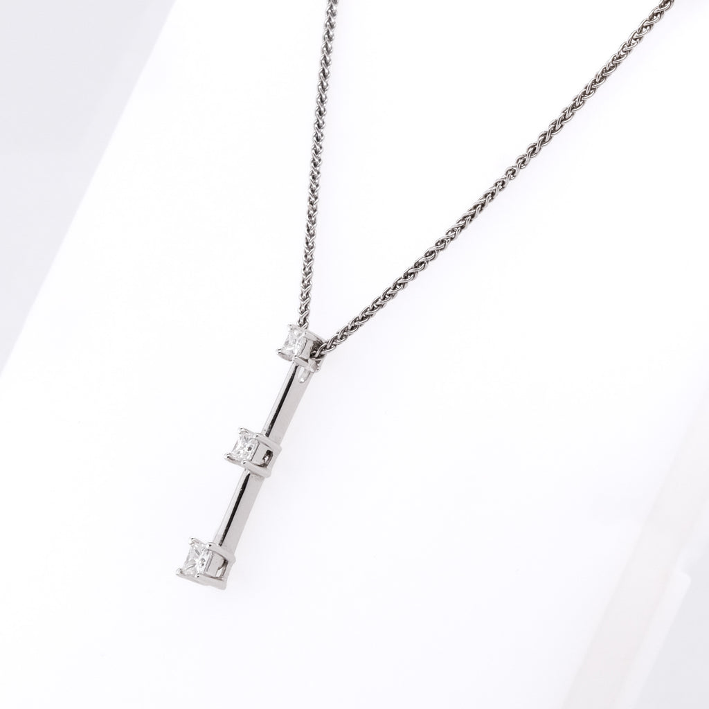 14k 3-Stone Diamond Necklace