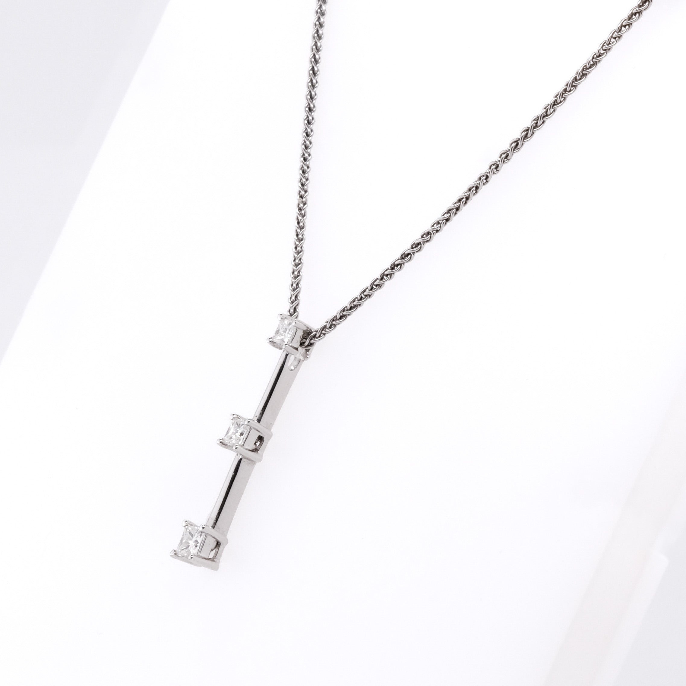 14k 3-Stone Diamond Necklace