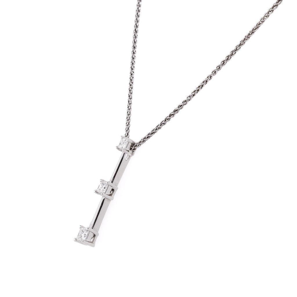 14k 3-Stone Diamond Necklace