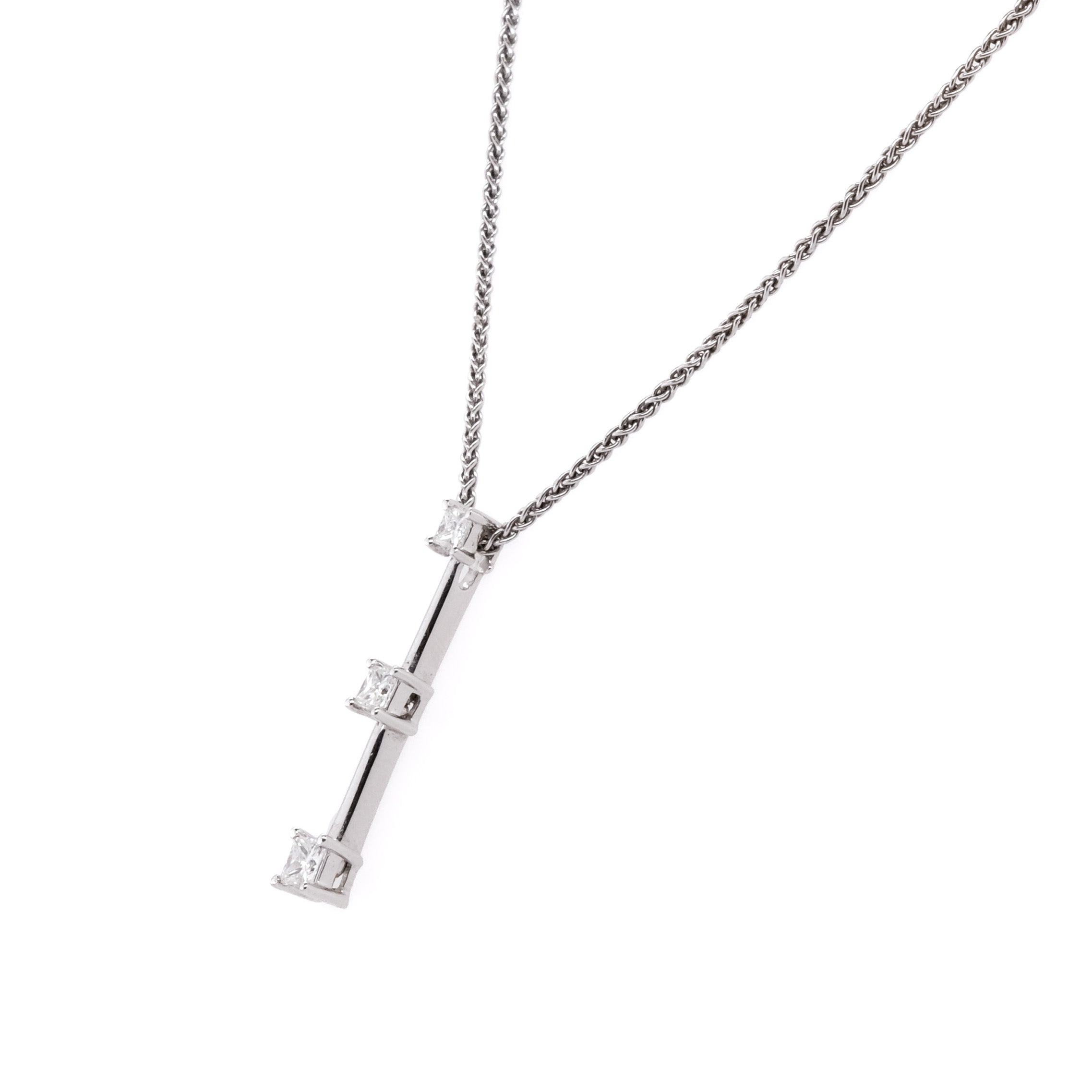 14k 3-Stone Diamond Necklace