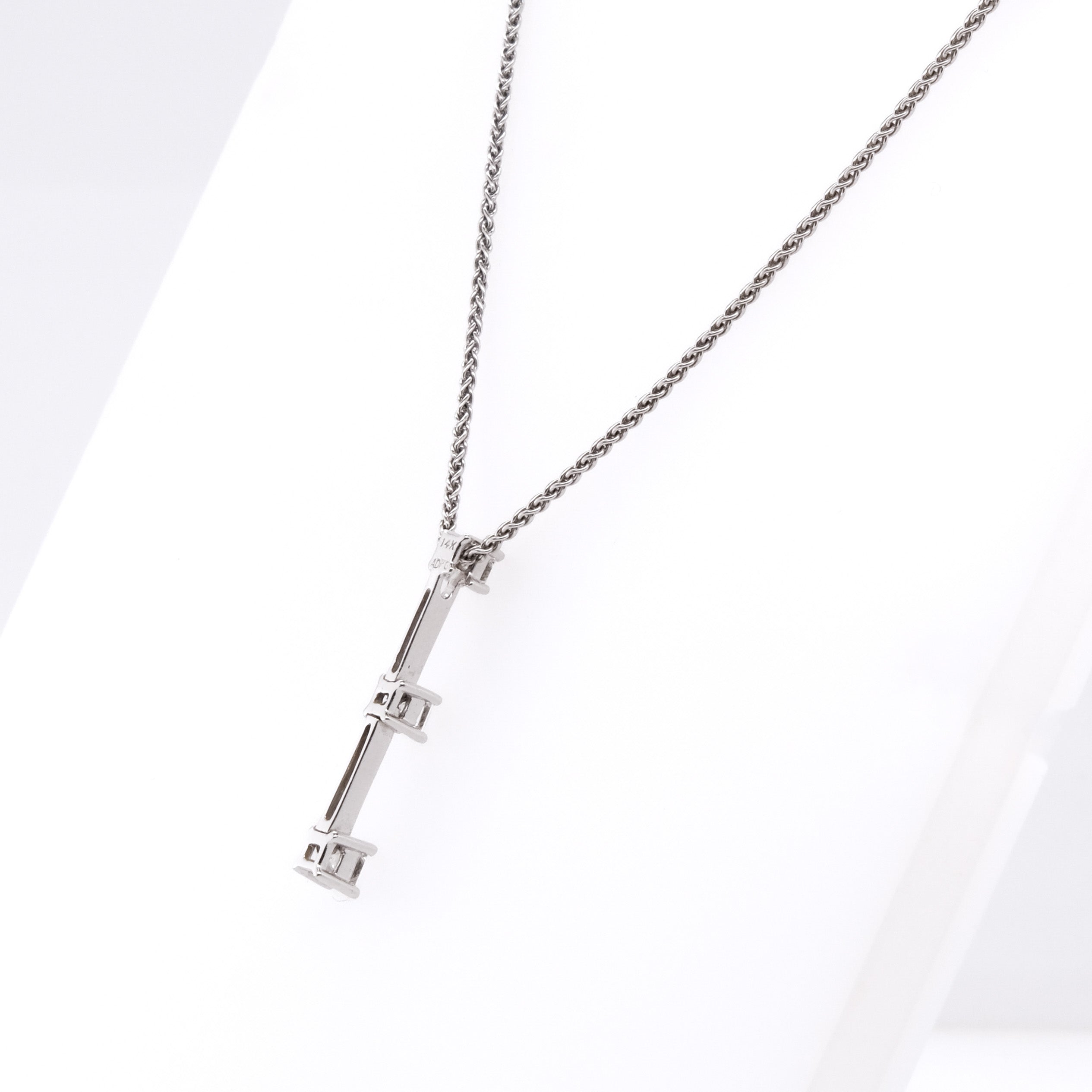14k 3-Stone Diamond Necklace