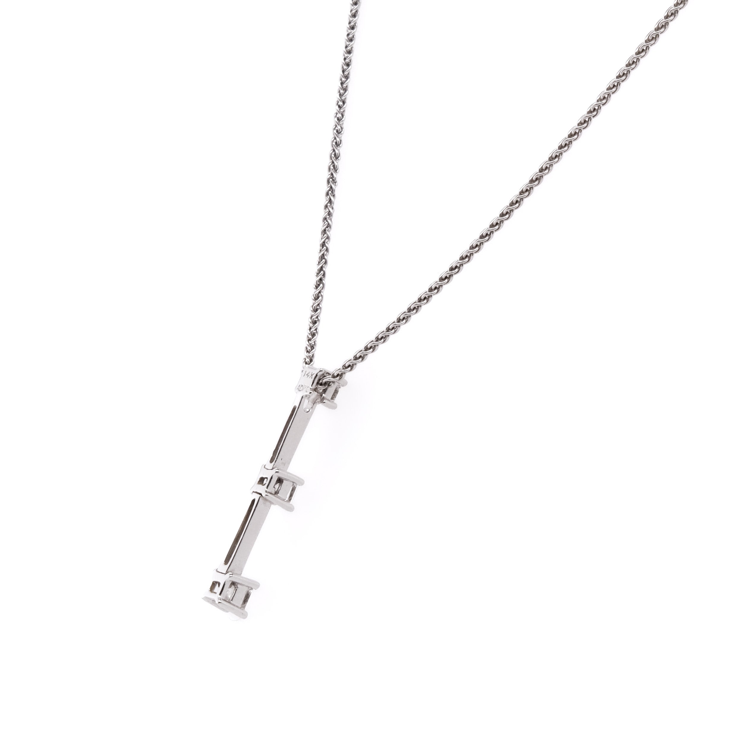 14k 3-Stone Diamond Necklace