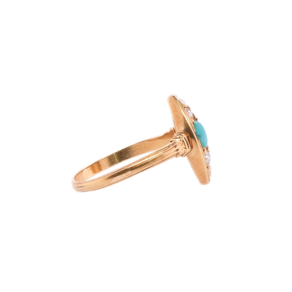 18k Turquoise & Pearl Seed Ring