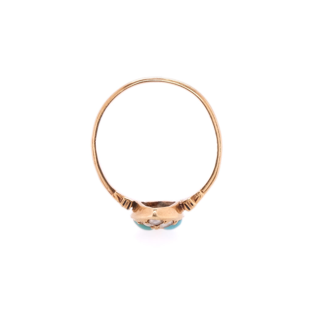 18k Turquoise & Pearl Seed Ring