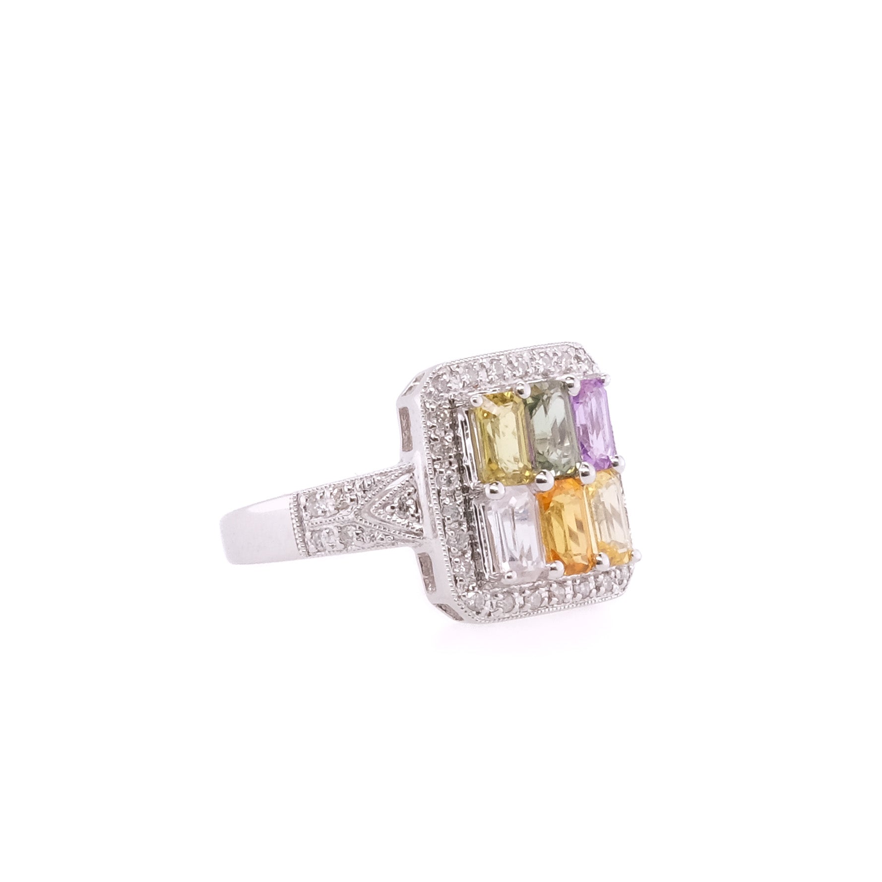 14k Multi-Gem & Diamond Ring