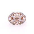 14k Diamond & Rose Quartz Flower Ring