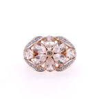 14k Diamond & Rose Quartz Flower Ring