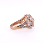 14k Diamond & Rose Quartz Flower Ring