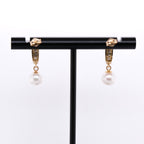 14k Pearl & Diamond Dangling Earrings