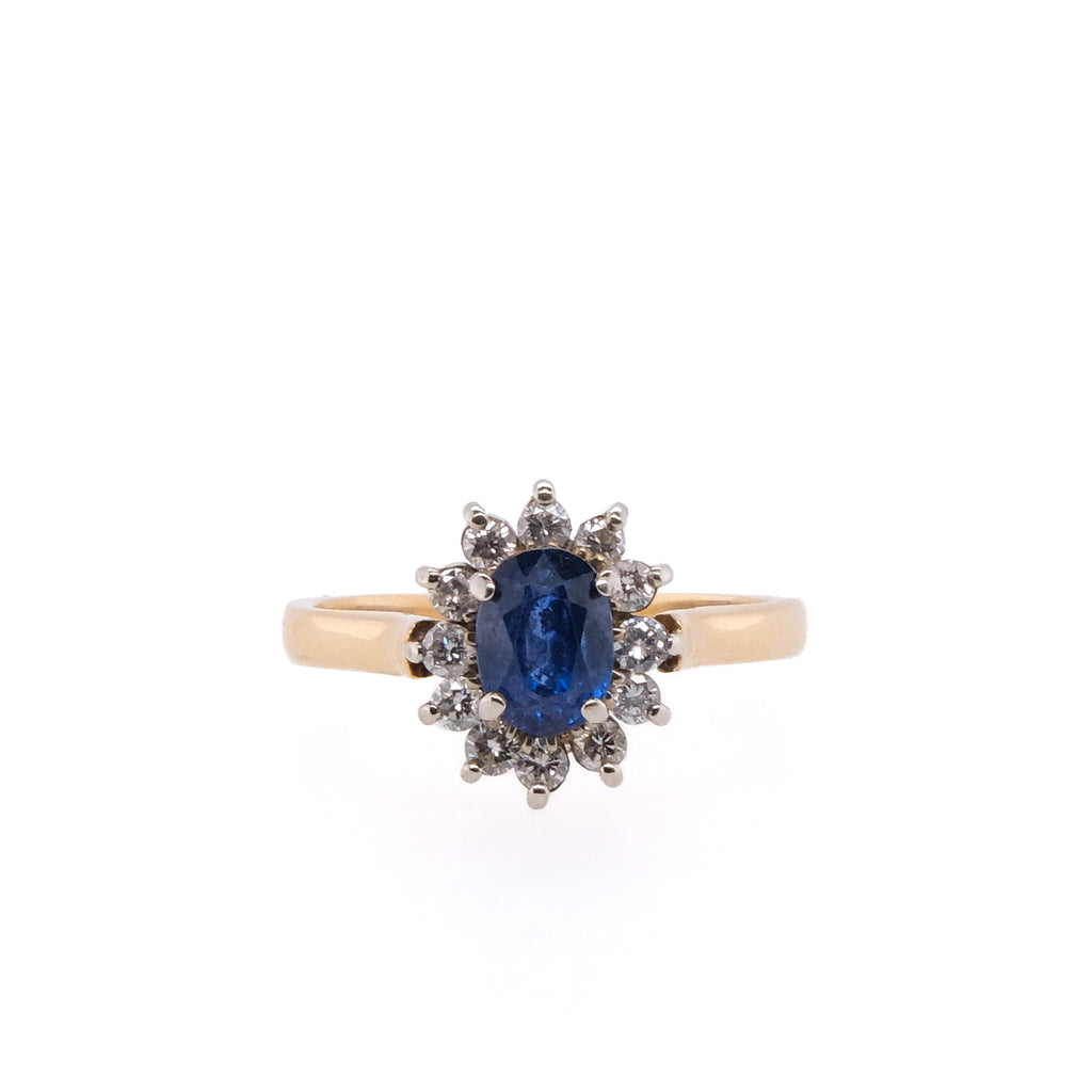 18k Blue Sapphire & Diamond Ring