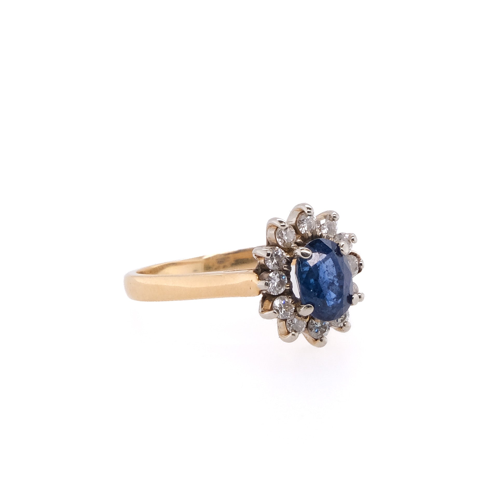 18k Blue Sapphire & Diamond Ring