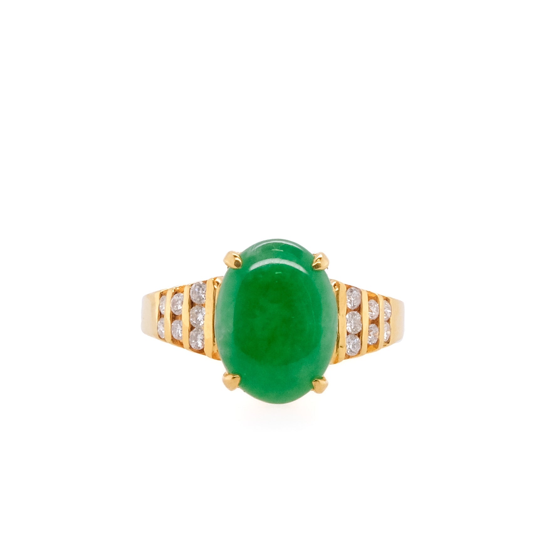 18k Jade & Diamond Ring