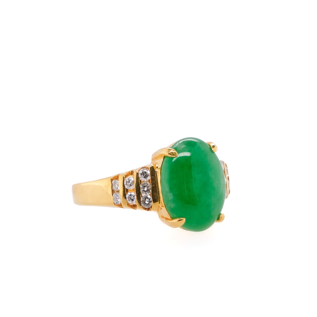 18k Jade & Diamond Ring