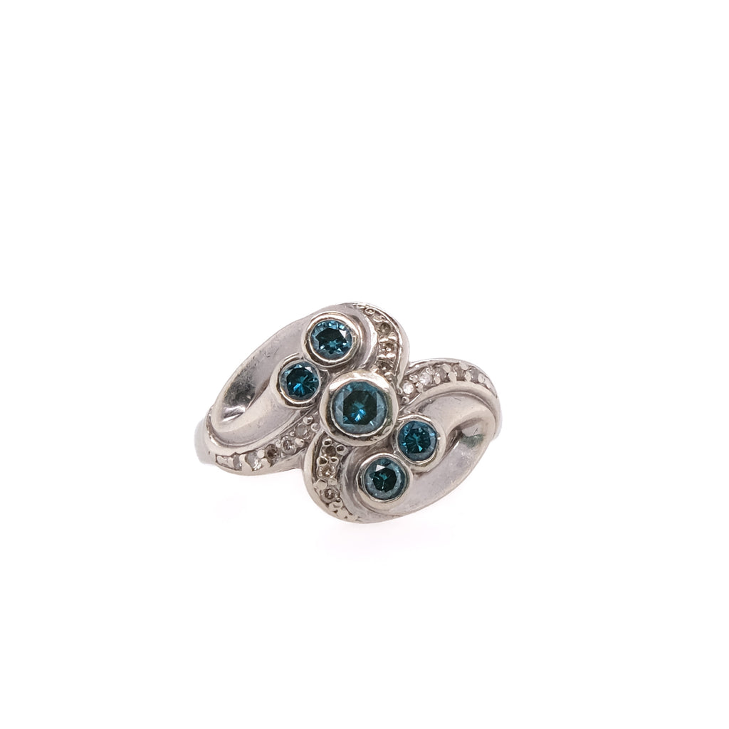 14k Blue Diamond Ring