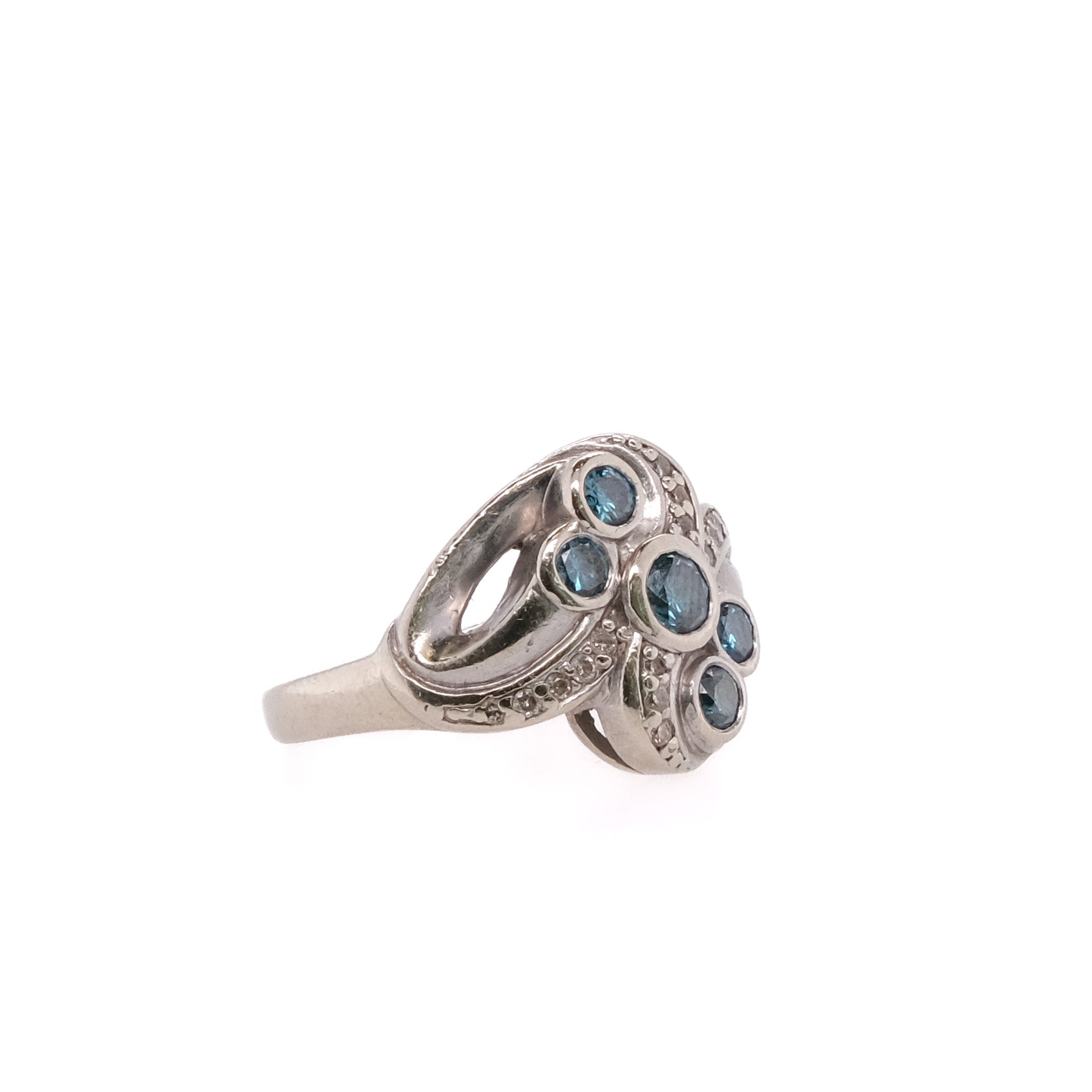 14k Blue Diamond Ring