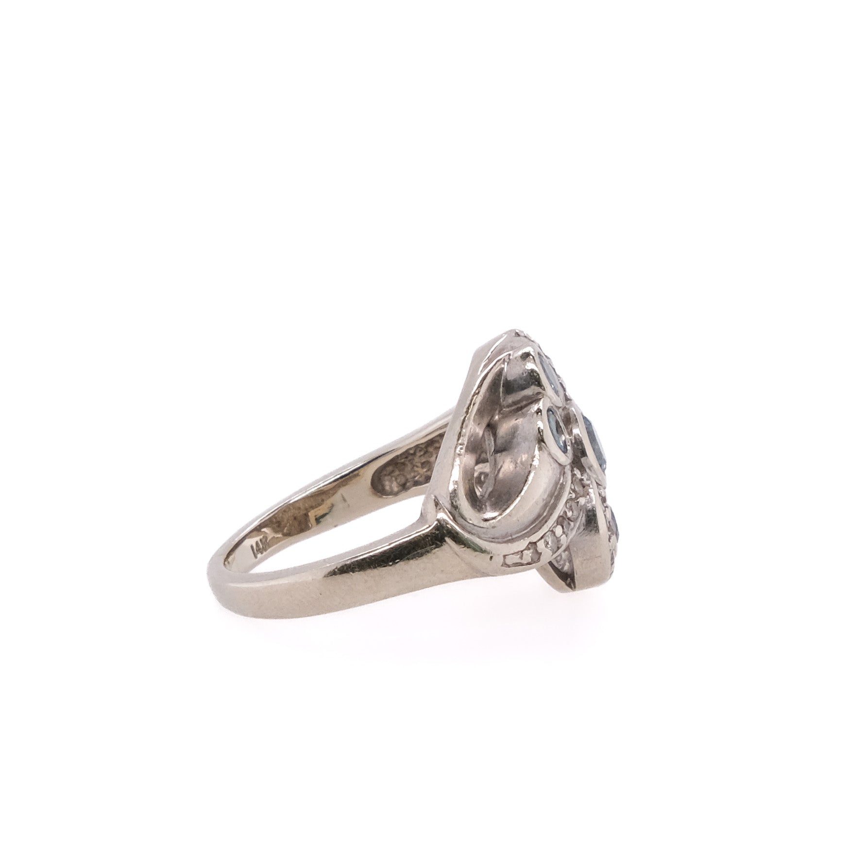 14k Blue Diamond Ring