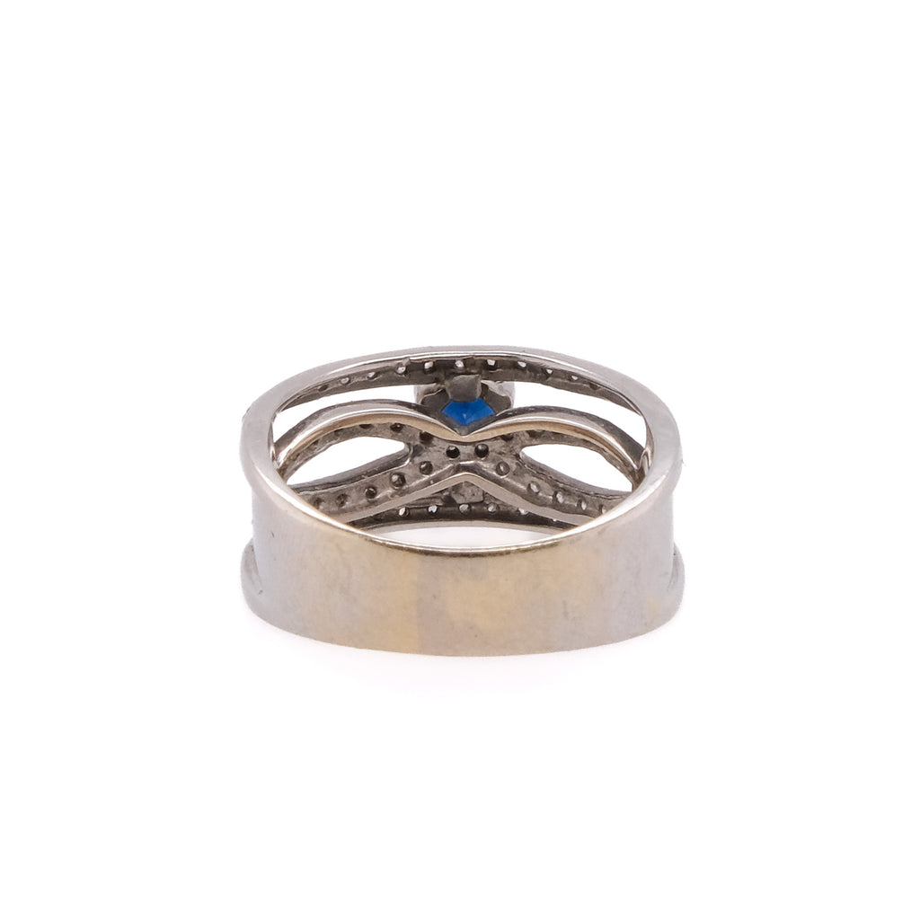 18k Blue Sapphire & Diamond Ring