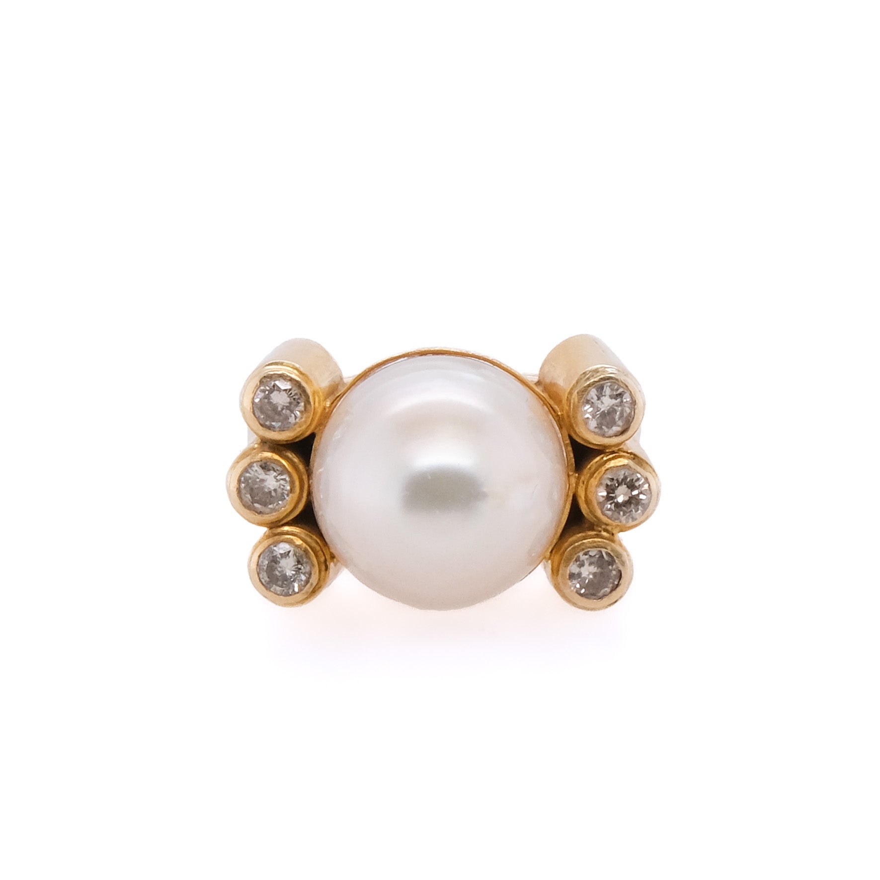 14k Pearl & Diamond Ring