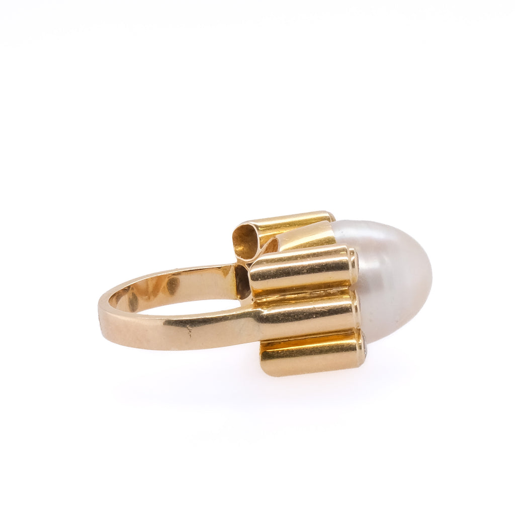 14k Pearl & Diamond Ring