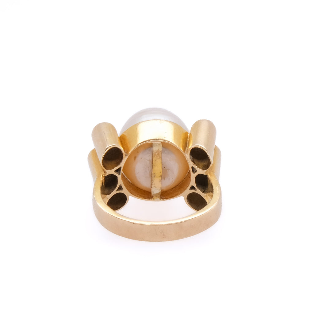 14k Pearl & Diamond Ring