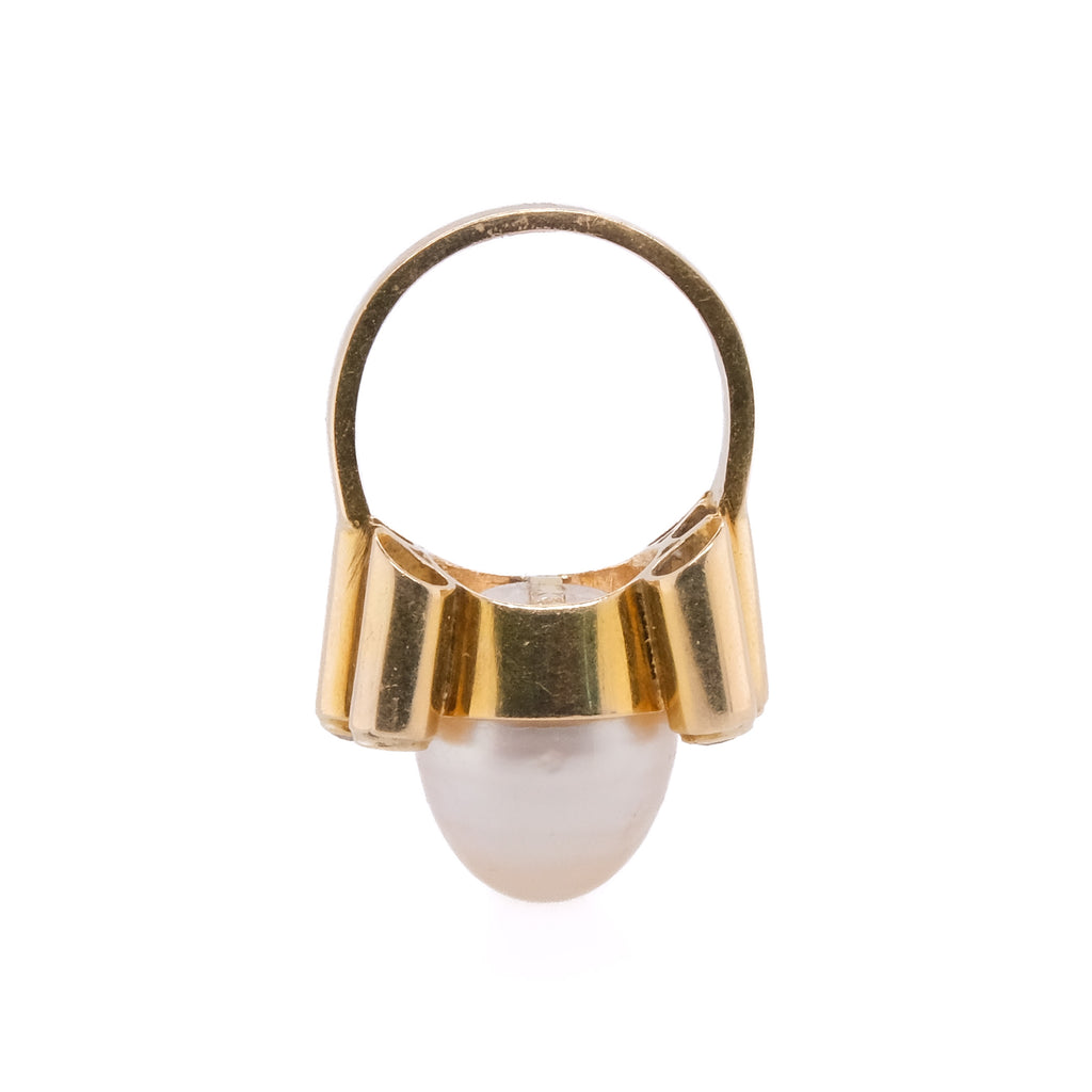 14k Pearl & Diamond Ring