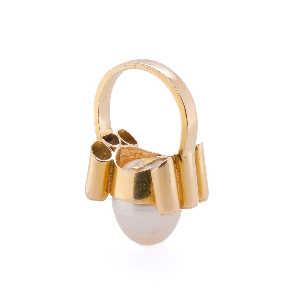 14k Pearl & Diamond Ring