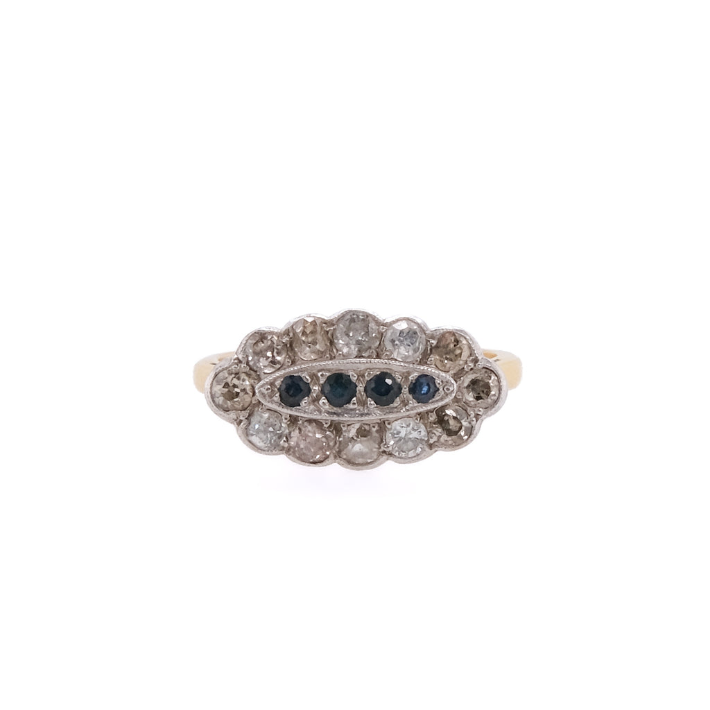 18k Sapphire & Diamond Art Deco Ring