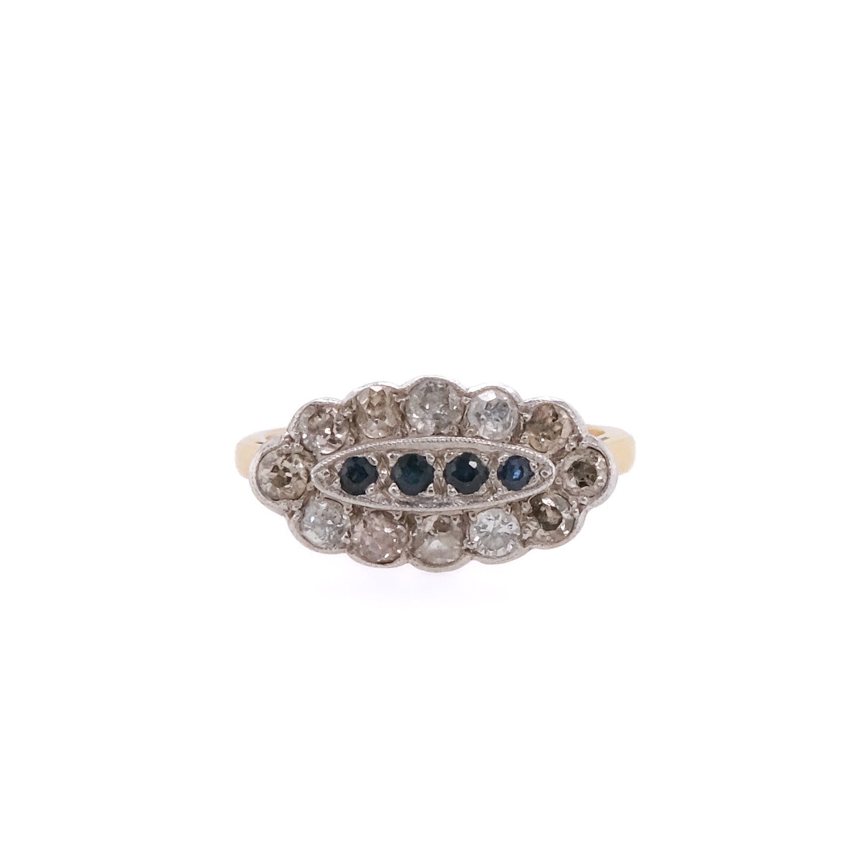 18k Sapphire & Diamond Art Deco Ring