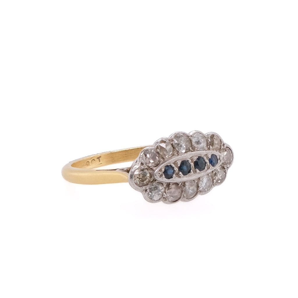 18k Sapphire & Diamond Art Deco Ring