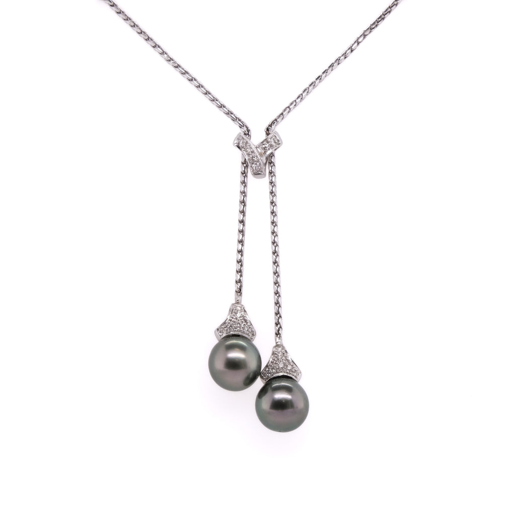 14k Pearl & Diamond Necklace
