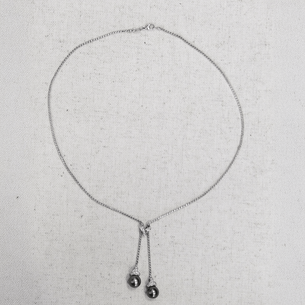 14k Pearl & Diamond Necklace