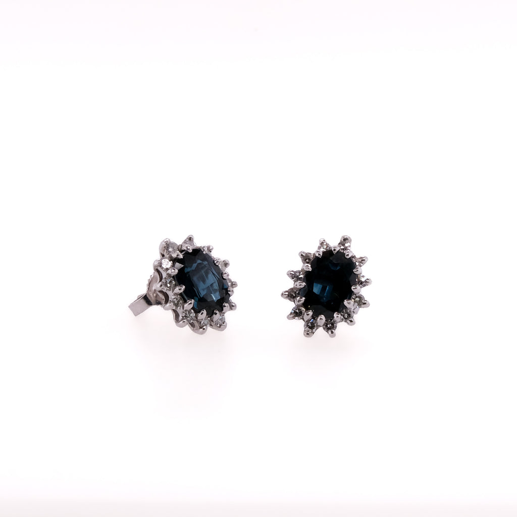 14k Sapphire & Diamond Earrings