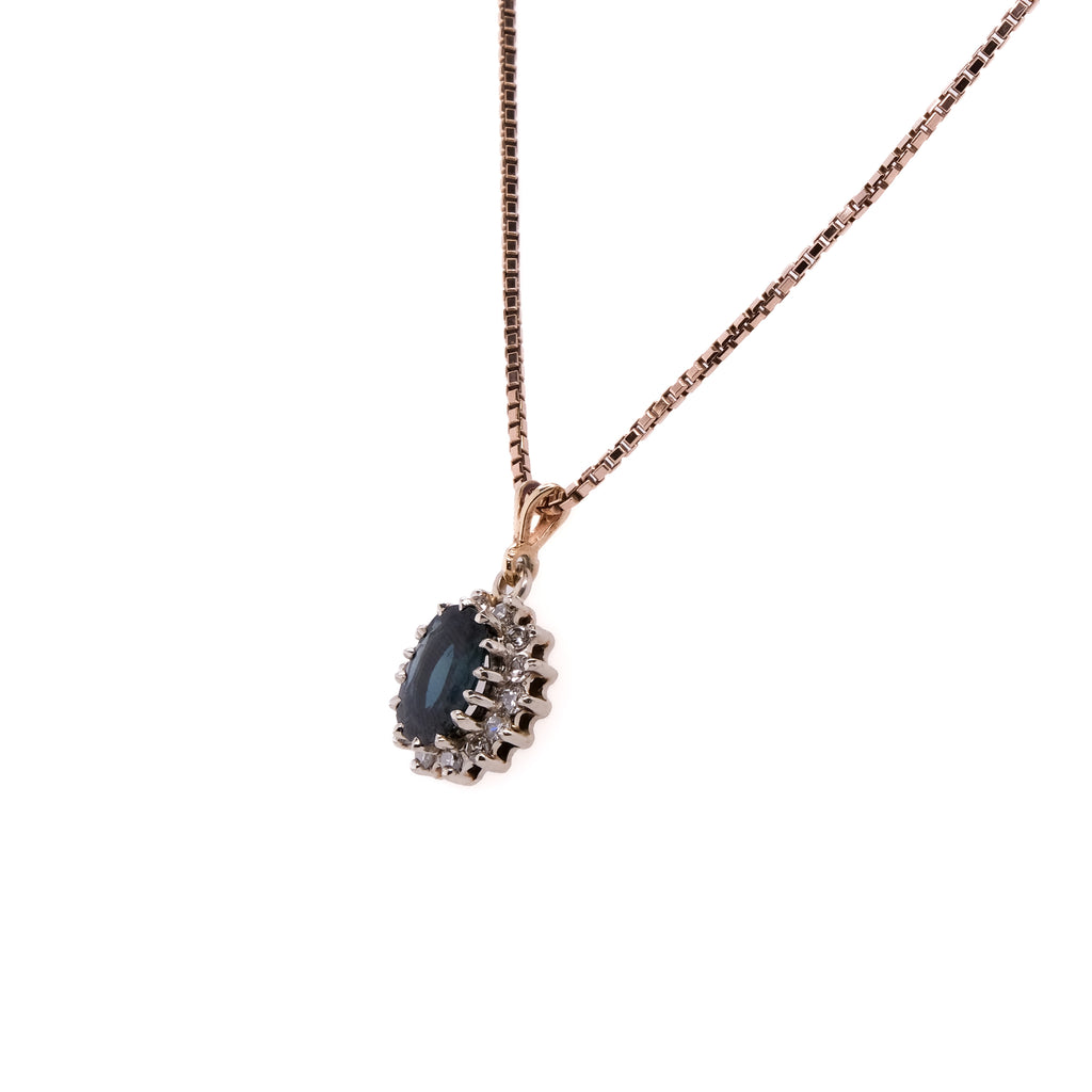 14k Sapphire & Diamond Pendant on 10k Chain