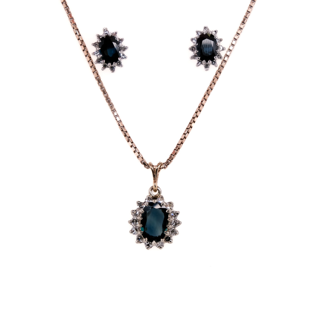 14k Sapphire & Diamond Pendant on 10k Chain