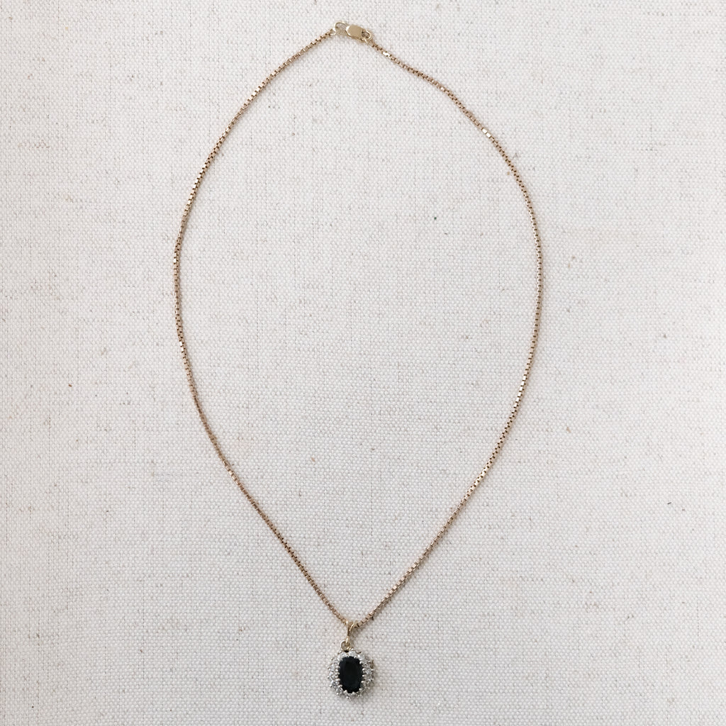 14k Sapphire & Diamond Pendant on 10k Chain